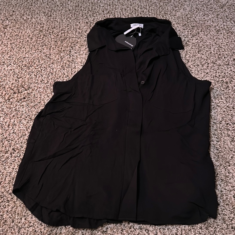 Black Collard V Tank Blouse size Large